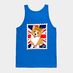 Cute Corgi Dog British Postage Stamp Tank Top